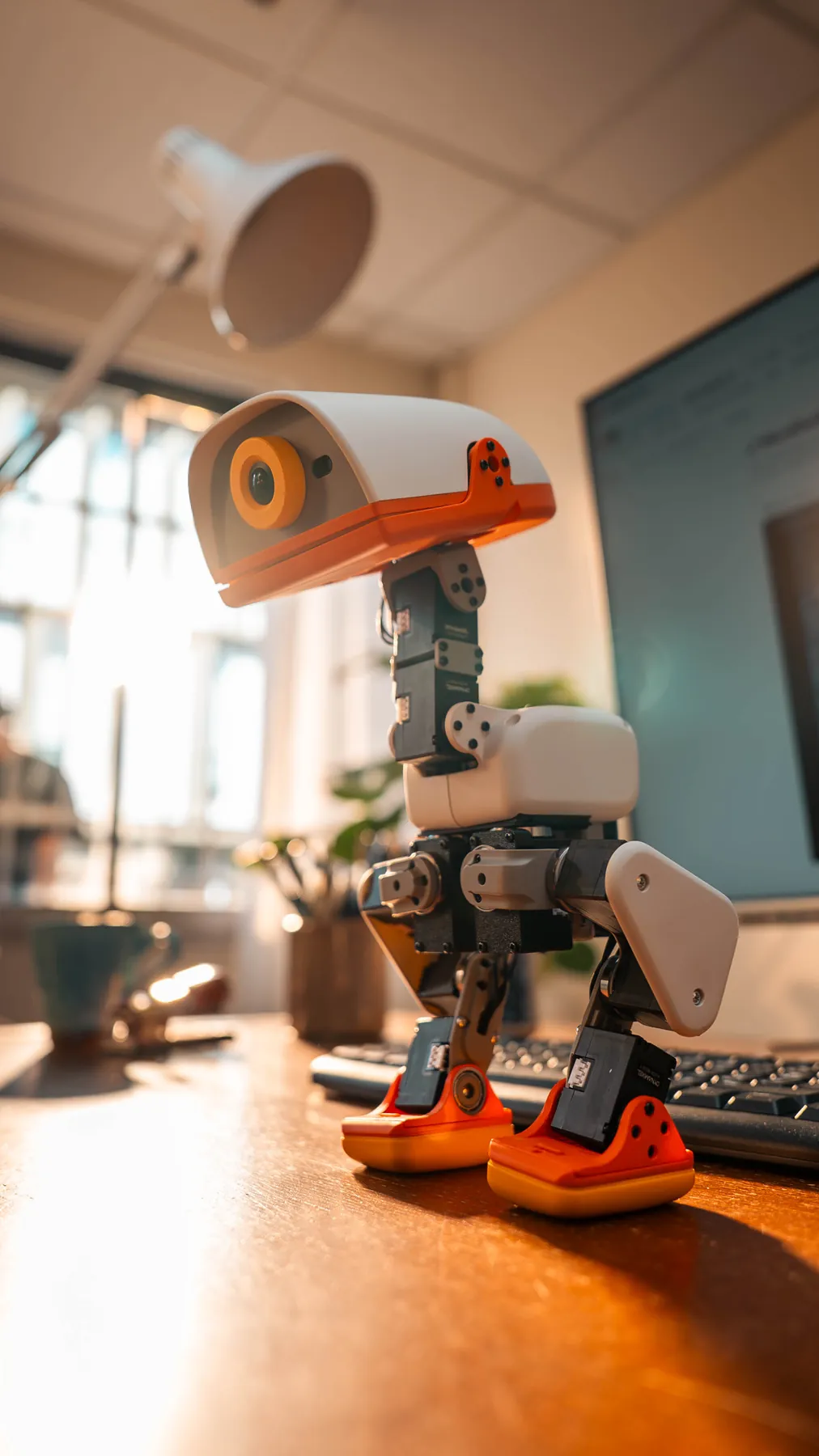 A Microduck standing on a desk